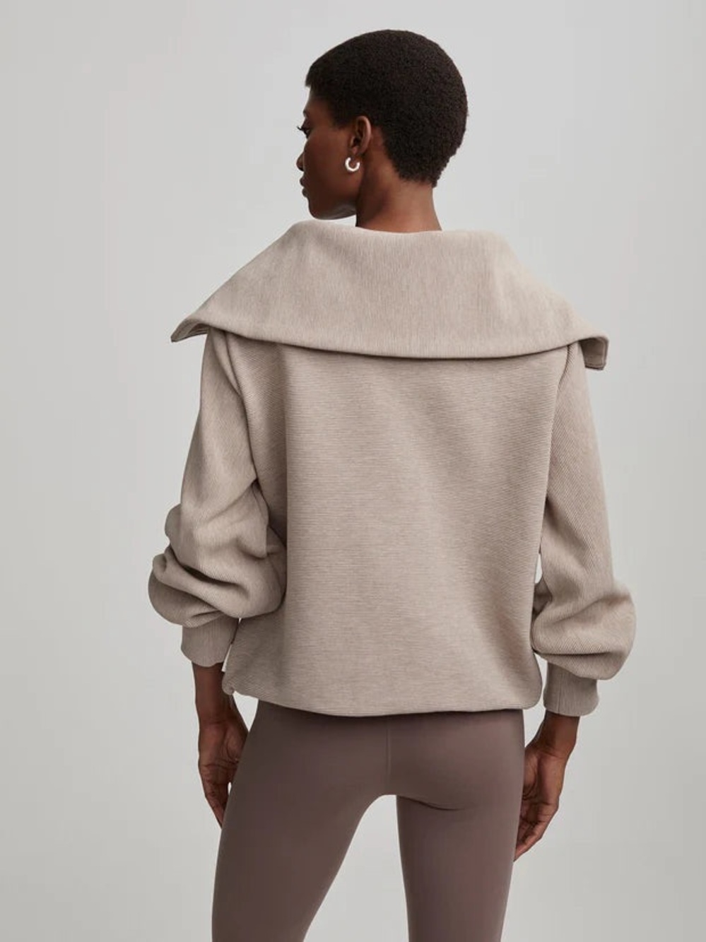 VARLEY Vine Taupe Half-Zip Oversized Pullover Sweater Small - Picture 9 of 10